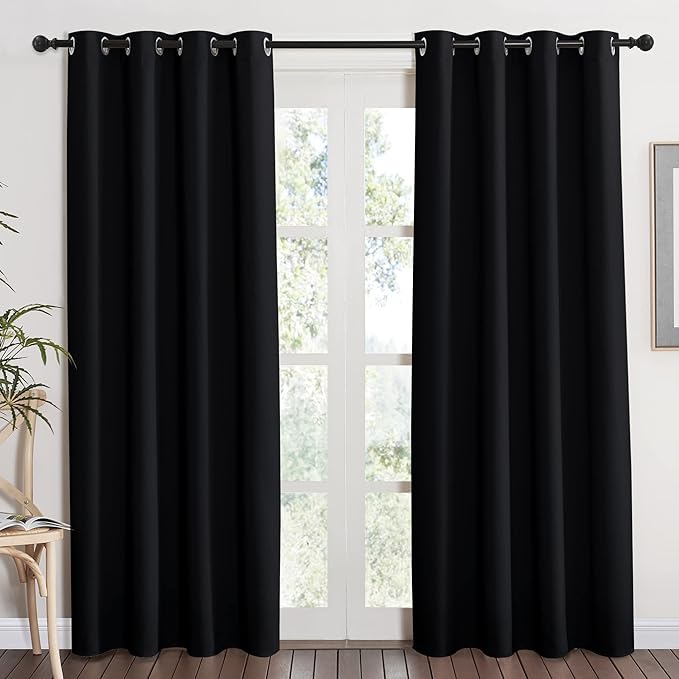 NICETOWN Black Out Curtain for Bedroom 84 inches Long - Thermal Insulated Modern Blackout Window Treatment Soundproof Drape for Bedroom/Living Room, W52 x L84 Inch, 8 Grommets Top, 1 Piece by NICETOWN