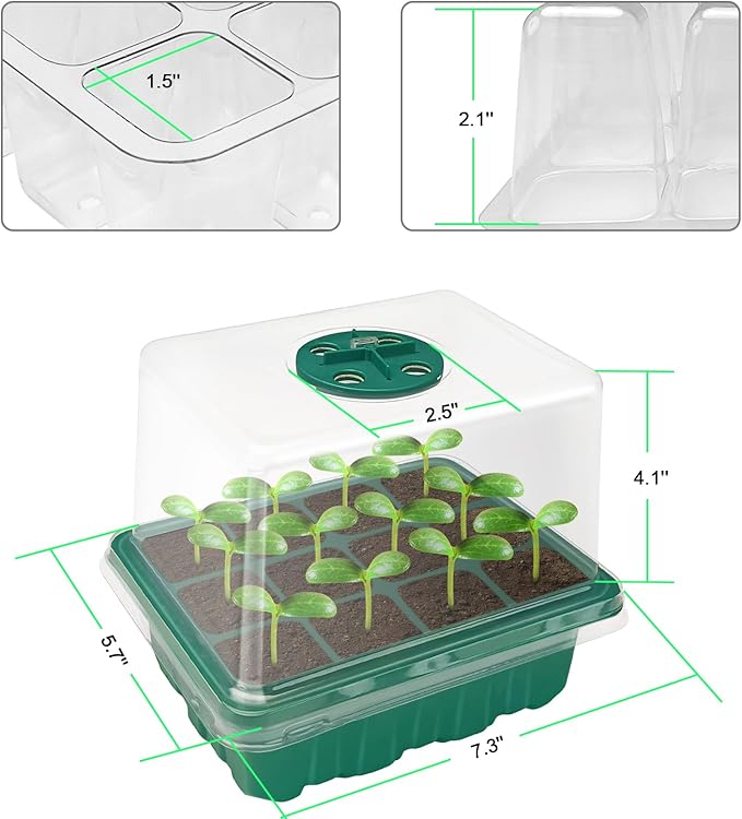 Seed Starter Tray, 2 Pcs Plant Propagation Station with Grow Light,Seedling Starter Trays with Timing Controller,Mini Greenhouse Kit with Humidity Domes and Base,Plant Tray for Seeds Growing Starting - Image 4