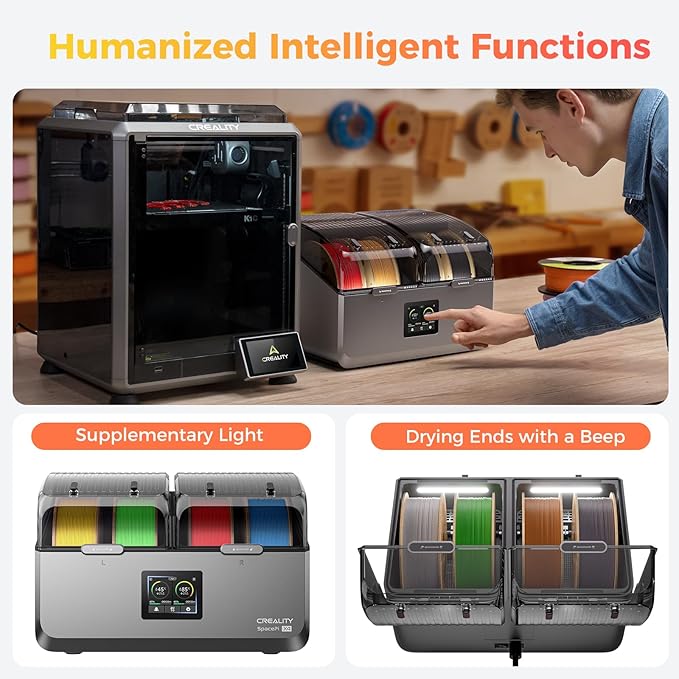 Official Creality Filament Dryer 4 Spools, Space Pi X4 Filament Storage Box, 85℃ Max Temperature, Dual Independent Heating Chambers, Power Saving for PLA PETG ABS TPU ASA PC PA PAHT - Image 8