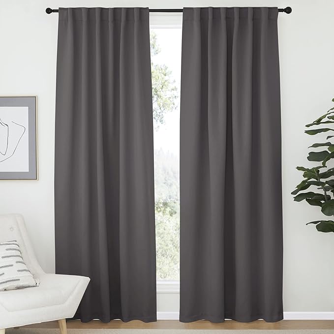 NICETOWN Bedroom Blackout Draperies and Window Treatment- (Gray Color) 52 Width X 72 Length, 2 Panels Set, Solid Blackout Curtain Panels by NICETOWN