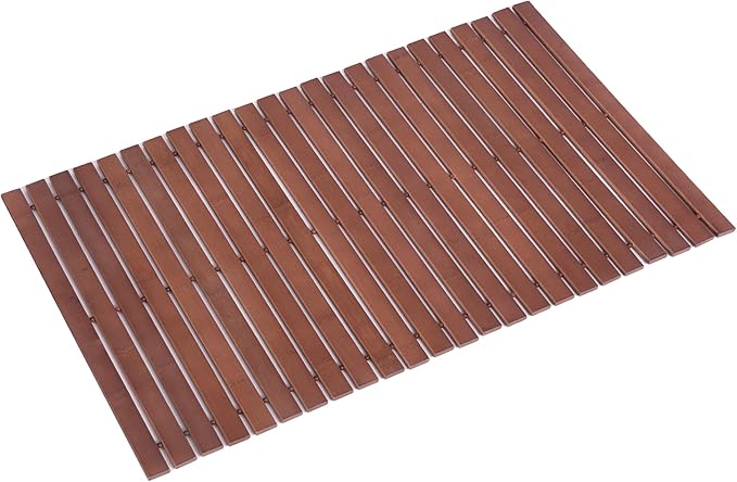 Bamboo Bath Mat Bathroom Rugs Floor Wood Shower Bathtub Waterproof Non Slip Accessories 16x24 Inch Easy to Clean, Walnut Bamboo, 1 pc by Fovlaurs