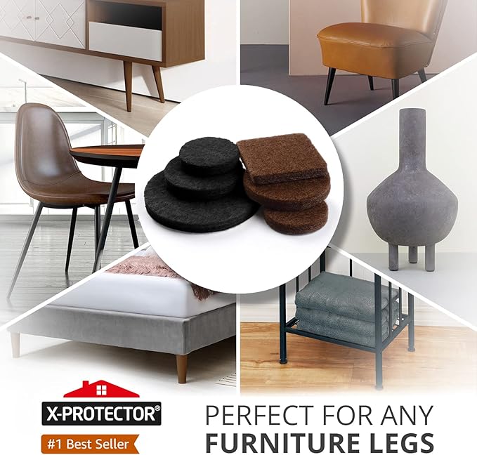 235 pcs Felt Furniture Pads Brown & Black X-Protector! Huge Quantity of Furniture Pads for Hardwood Floors – Your Ideal Wood Floor Protectors for Furniture. Protect Any Type of Hard Floor! - Image 2