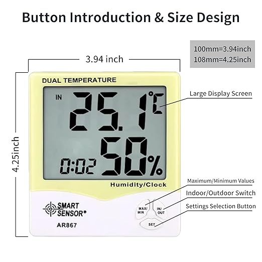Digital Hygrometer Indoor Thermometer Room Temperature and Humidity Monitor Outdoor Mini Hygrometer Indoor Humidity Meter Gauge Humidity Gauge for Home Office-AR867 - Image 4