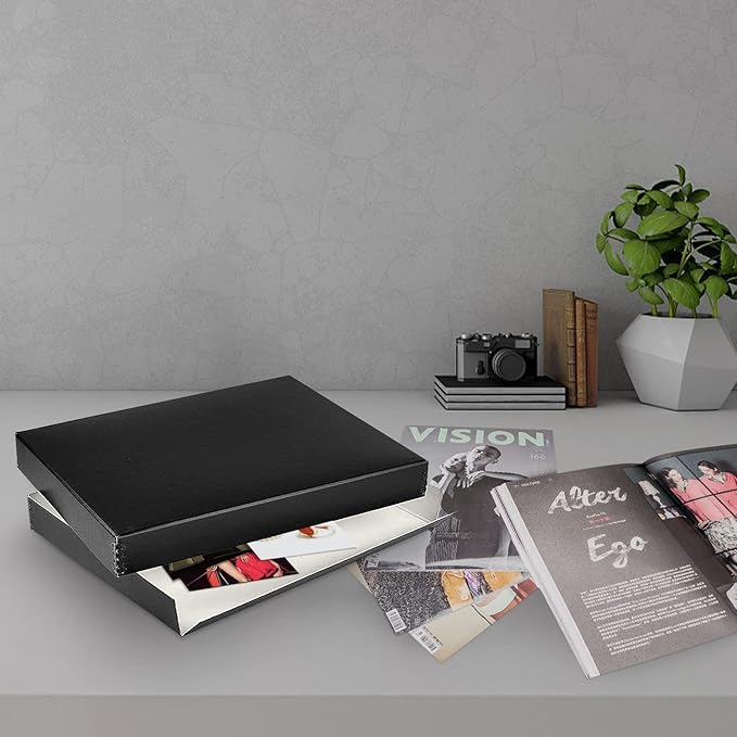 Lineco Museum Archival Storage Box, 9.75x12.75x1.5 in. Drop Front Design. Acid-Free with Metal Edge. Organize Photos, Pictures, Prints, Documents, Crafts, DIY. Black, 2 Pack - Image 8