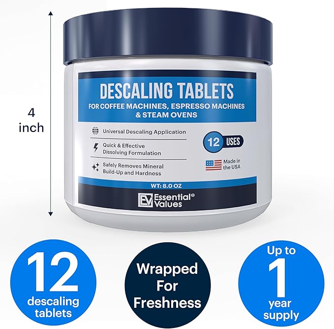 Essential Values Descaling Tablets (12 Count/Up to 12 Uses) for Jura, Miele, Bosch, Tassimo Espresso Machines and Miele Steam Ovens (1 Pack) - Image 5