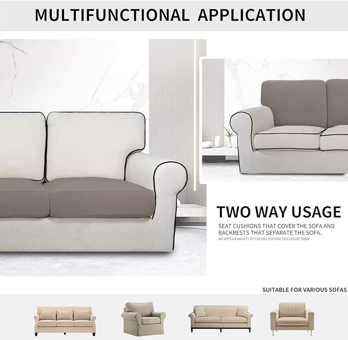 Easy-Going Stretch Cushion Cover Sofa Cushion Furniture Protector Sofa Seat Sofa slipcover Sofa Cover Soft Flexibility with Elastic Bottom(Chiar Cushion,Taupe) - Image 3