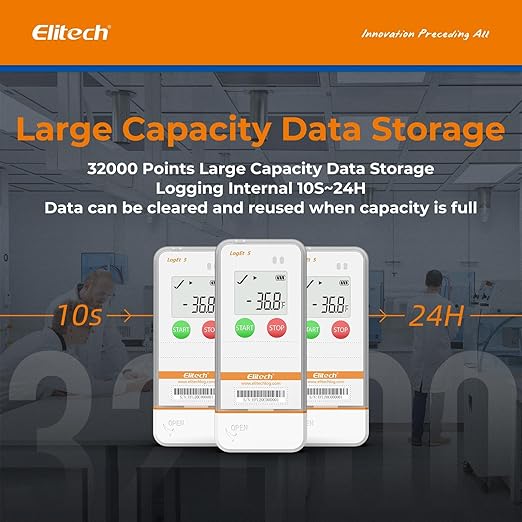 Elitech USB Digital Data Logger Temperature Humidity External Probe Reusable Recorder with Shadow Data 32000 Points, Auto PDF/CSV Report, for Windows/MacOS, Refrigerator Thermometer LogEt5THE-5Pack - Image 6