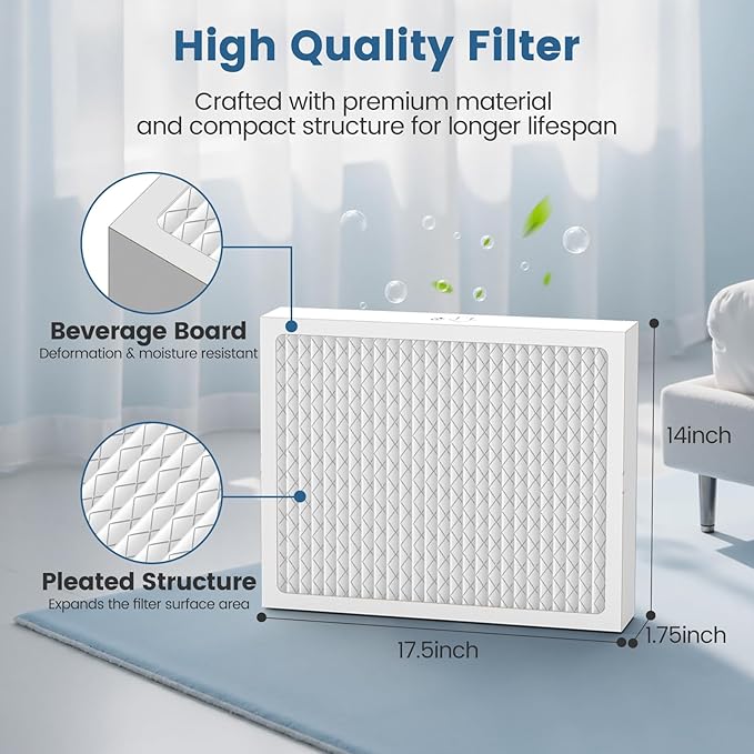 MERV 13 Dehumidifier Filter 14 x 17.5 x 1.75 for santa fe dehumidifier Advance90, Advance100, Advance120, Ultra98H, Ultra120H, for Honeywell DR90 & DR120 Models, 4 Packs - Image 4