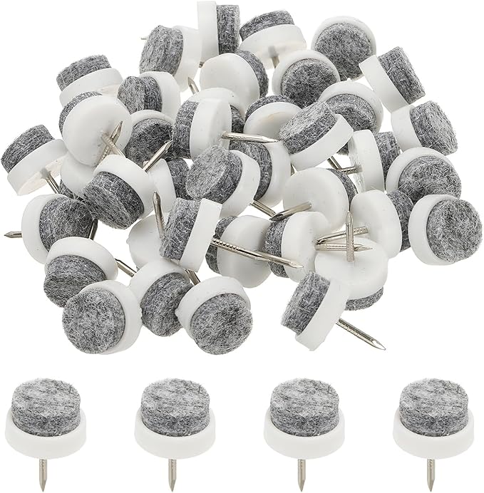 PATIKIL 17 mm Nail-on Felt Pads, 72 Pcs Round Felt Furniture Sliders Pads Heavy Duty Floor Protectors for Wooden Chair Sofa Cabinet Table Leg Feet Hardwood Floors, White by PATIKIL