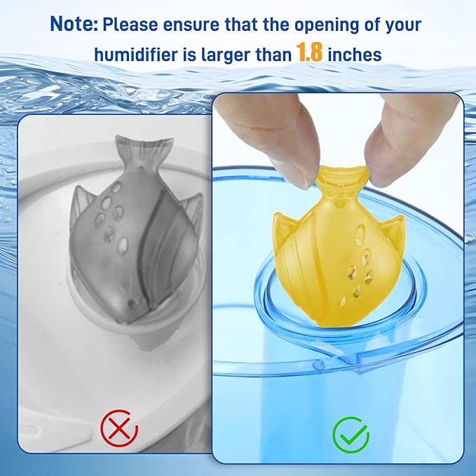 Funmit Humidifier Cleaning Fish, 12 Pack Humidifier Cleaner for Humidifiers and Fish Tanks, Purifies Water, Prevents Hard Water Build-Up, Reduces Scale, Yellow - Image 4