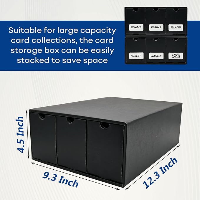Trading Card Storage Box with 100 Dividers, Cardboard Collectors Cards Organizer Box for MTG Baseball Sports Collection (Black- 24 drawer) - Image 6