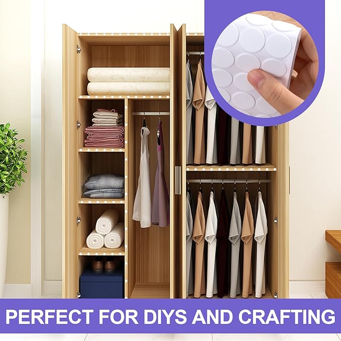 240 Pcs Small Felt Furniture Pads, Self-Adhesive EVA Foam Dot Circles, Round Felt Furniture Stickers for Desks Drawers Vases Photo Frames Cabinets Doors Candlesticks- White - Image 6