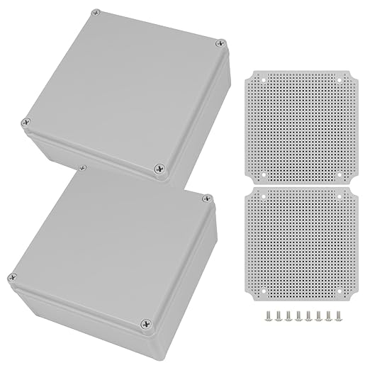 Junction Box, 7.9"x 7.9"x 3.7"(2 Pack) Outdoor Electrical Box with Mounting Plate, IP67 Dustproof Waterproof ABS Plastic Project Box, DIY Electrical Enclosure Gray (200x 200x 95 mm) - Image 8