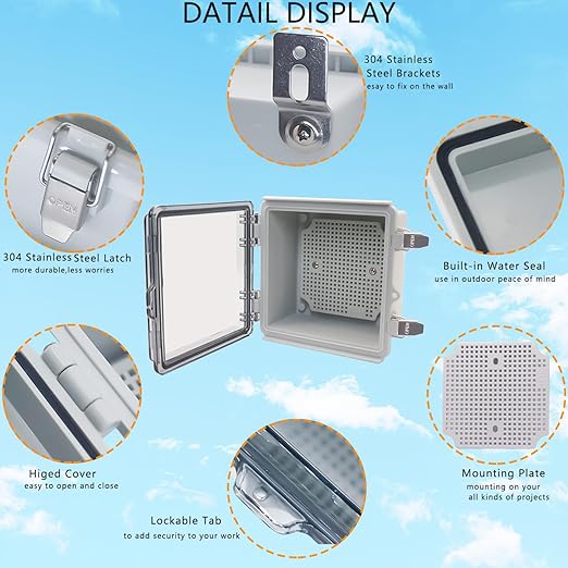 Electrical Box, Outdoor Waterproof Box IP67 Junction Box with Mounting Plate,ABS Plastic Project Box Power Cord Enclosure Clear 5.9" Dx5.9 Wx3.5 H - Image 3