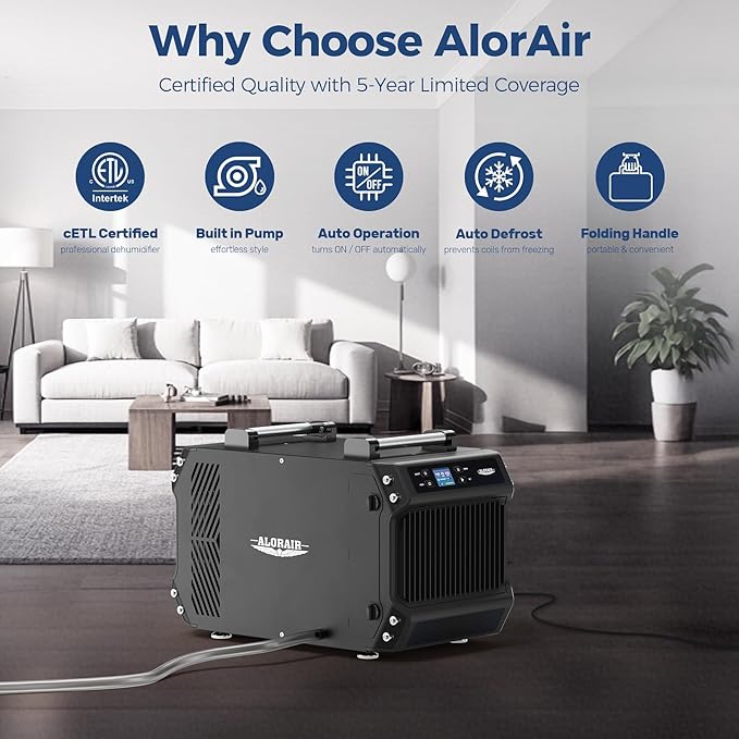 ALORAIR 145 Pint Crawl Spaces Dehumidifier with Pump and Drain Hose, Auto Defrost for Crawlspaces, Commercial, Basements, and Large Rooms up to 1800 Sq.Ft - Image 5