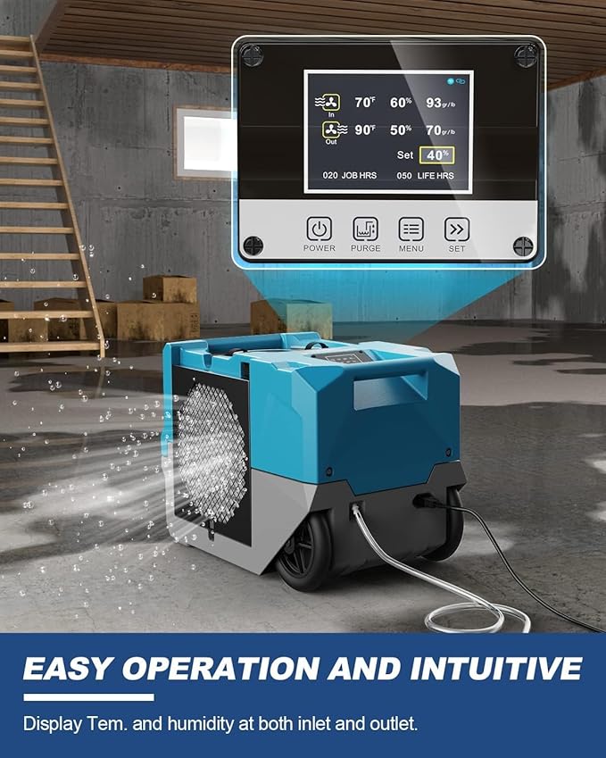 ALORAIR 264 PPD Commercial Dehumidifier with Pump, Up to 3,000 Sq.Ft Industrial Dehumidifier with Drain Hose Potable Wheels Design for Whole House, Basement, Warehouse, Garage, Blue - Image 3