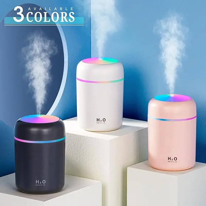 Portable Mini Humidifier, Colorful, Cool Mist, USB Powered. Perfect for Bedroom, Office & Car (300ml, Gray) - Image 5