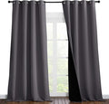 NICETOWN Total Shade Curtains and Draperies, Heavy-Duty Full Light Shading Drapes with Black Liner Backing for Villa/Hall/Dorm Window（Gray, Package of 2 Panels, 55 inches Wide x 96 inches Long by NICETOWN