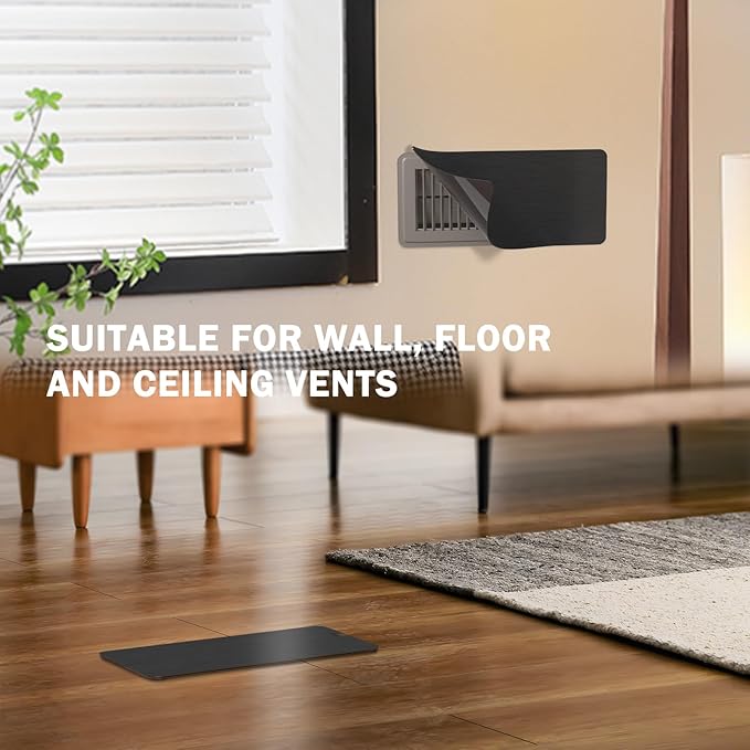 4 Pack High Strength Magnetic Vent Covers 5.5" x 12" Metallic Stronger Magnet Air Vent Cover Universal Vent Covers for Home Floor, Ceiling, Wall Registers, HVAC, AC, RV, and Heater Vents Black - Image 4