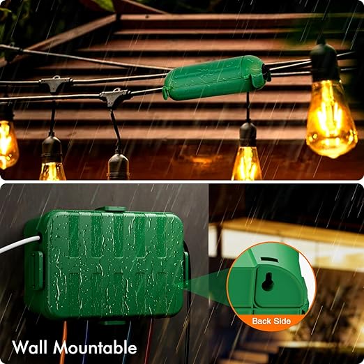 RESTMO 5-Piece Outdoor Waterproof Electrical Box Set – 12.5" x 8.5" x 5" Large & 7.1" x 2.3" x 2.3" Small, Weatherproof Boxes for Power Strip, Outlet, Plug, Socket, Timer, Holiday Light, Green - Image 5