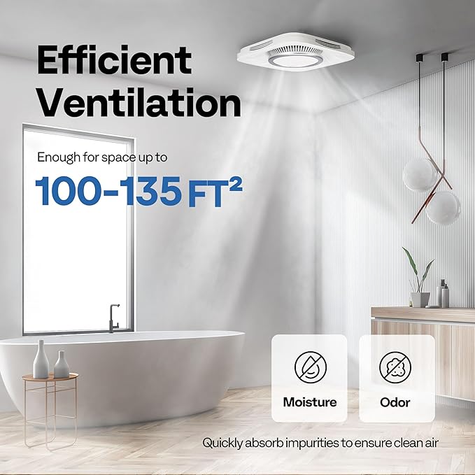 VIVOHOME Bathroom Exhaust Fan with Light, Max 110 CFM 1.0 Sone Shower Ventilation Fan, Super Quite Fan w/ 6000 K 1000LM LED Cool White Light, for 4'' Duct Ceiling Mount - Image 3