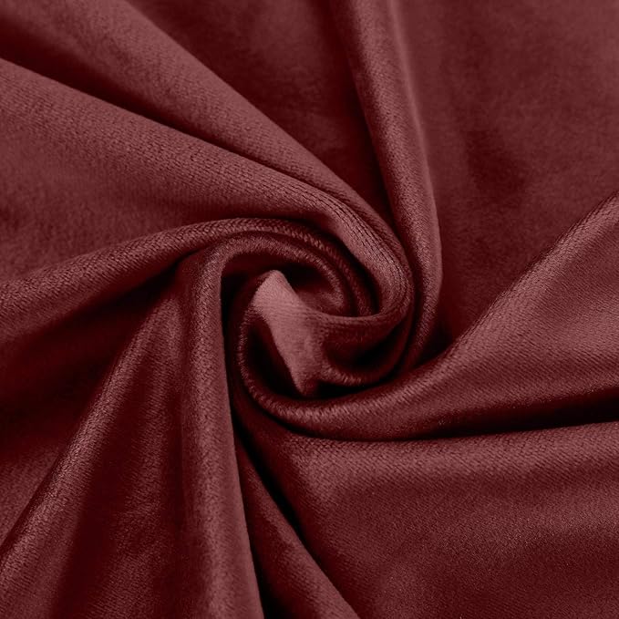 ChadMade Blackout Lined Premium Velvet Curtain Burgundy 72Wx96L Inch (1 Panel), Eyelet Grommet for Livingroom Bedroom Theater Studio, Leon Collection - Image 6