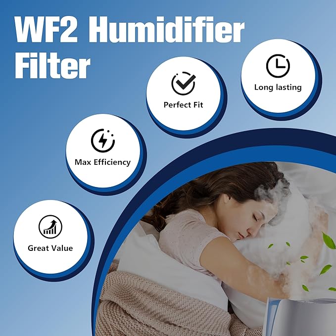 Funmit WF2 Humidifier Filter Replacement for Vicks Kaz Humidifier Starry Night Cool Mist V3500N V3700 V3100 V3900 Sunbeam 1118 1119 Honeywell HCM-300T HCM-350 WA-8D Enviracaire ECM-500 4 Pack - Image 8