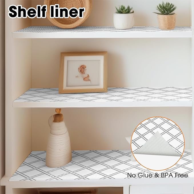 Drawer and Shelf Liner for Kitchen Cabinets Non-Adhesive, Non-Slip Cabinet Liner Shelf Paper Strong Grip Waterproof Easy to Clean for Kitchen Shelves Cupboard,Geometric,12IN X 10FT - Image 9