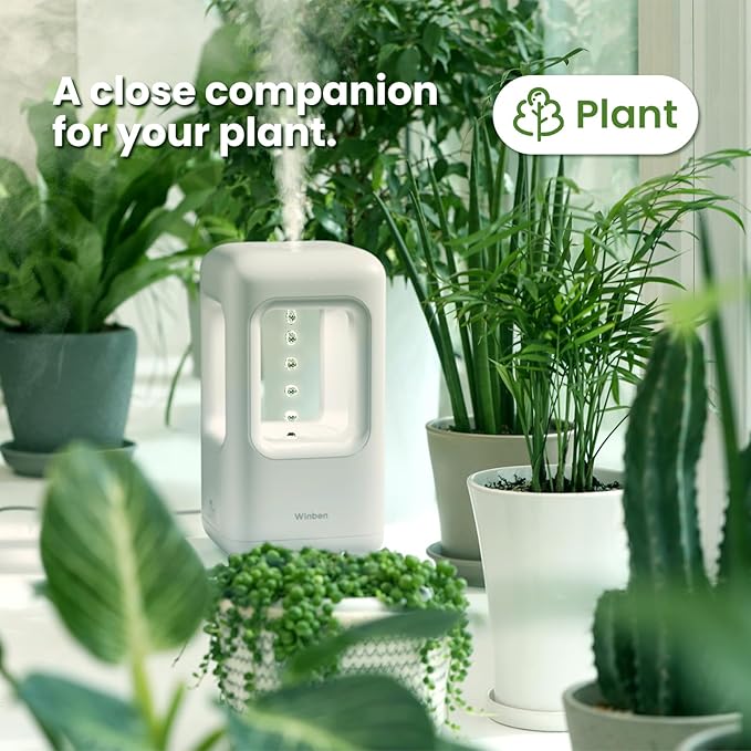 600ml Small Humidifier White - with Anti Gravity Water Flow Visual Effect, Provides Even Humidity for Indoor Plants, Bedroom & Desk, Quiet Portable Operation - Image 5