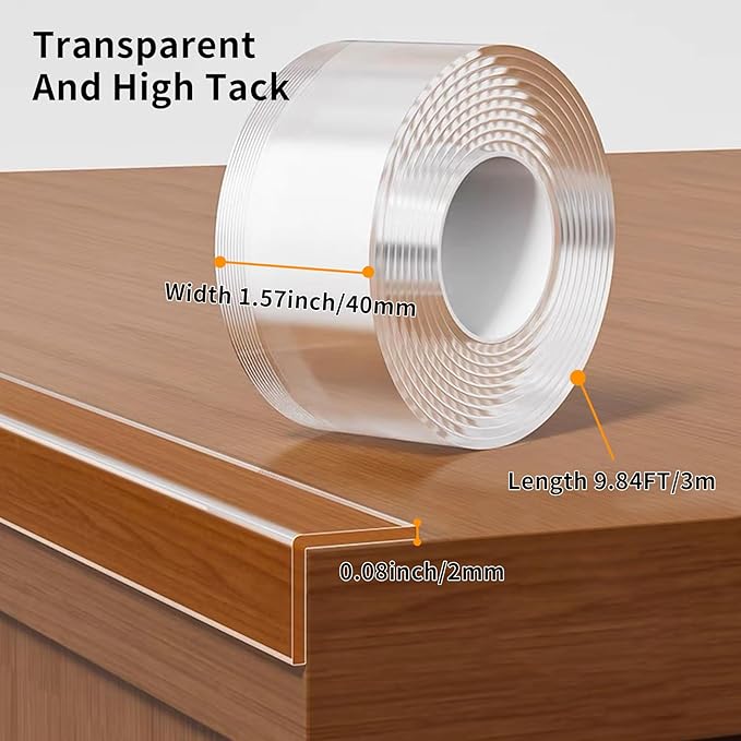1.57 in x 9.84 FT,Corner Protector Baby,Clear Edge Protector Strip,Sharp Edge Wrap Cover Tape,Self Adhesive Protective Bumper Guards for Cabinet Door,Desk,Glass Table,Bed Furniture and Wall - Image 2