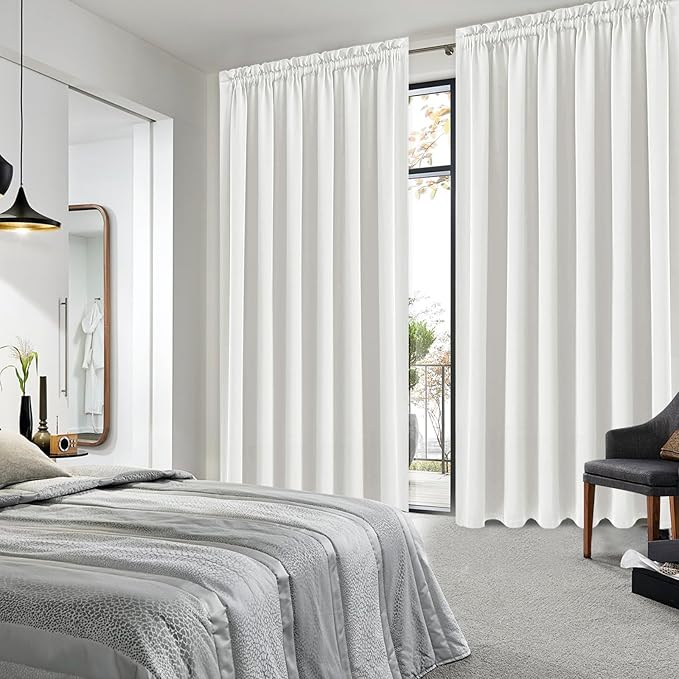DWCN Blackout Curtains for Living Room Thermal Insulated, Energy Saving & Noise Reducing Bedroom Curtains, Ivory, W 70x L 84 Inch, Set of 2 Rod Pocket Curtain Panels - Image 2