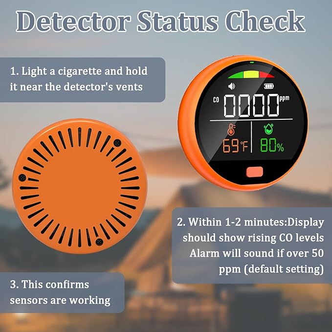 3 in 1 Carbon Monoxide Detectors Portable Co2 Detector for Travel CO Detector with Magnetic Back, 3-in-1 CO Monitor with Audible & Visual Alarm for Camping, Hotel, Car & RV - Image 9