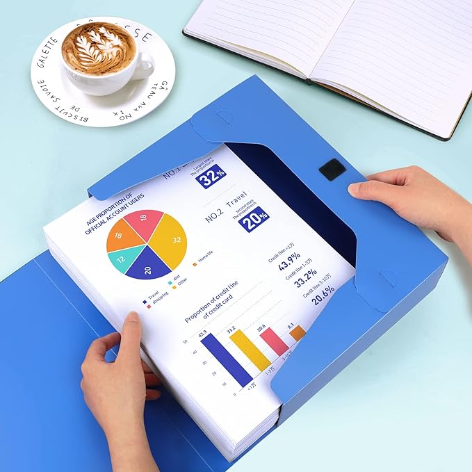 HUA JIE A4 Storage File Boxes Plastic Archives Cases with Lid, File Folder Organizer Document Filing Box for office,31×7.5×23.5 cm, Blue(Pack of 4) - Image 3