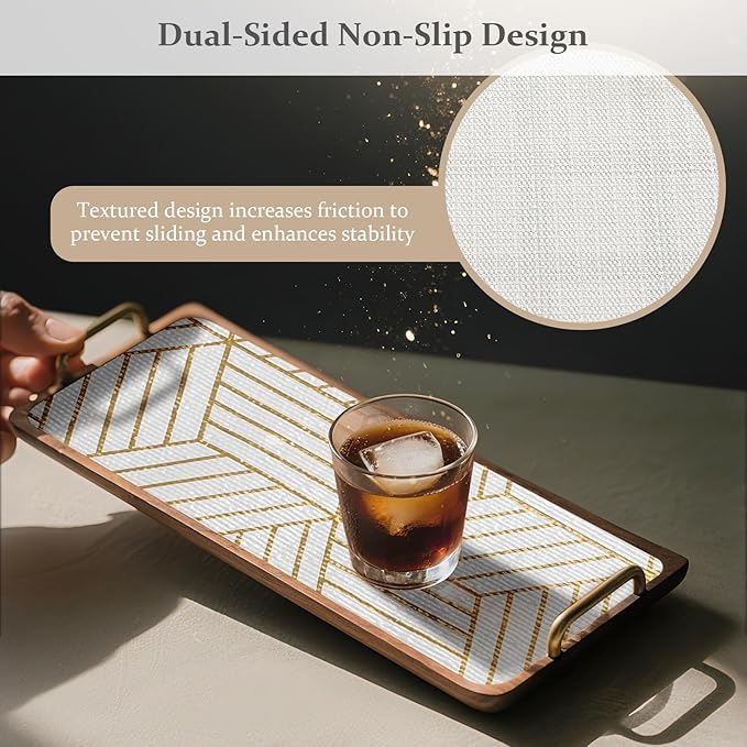FINNEZ Drawer and Shelf Liner for Kitchen Cabinet Non Adhesive Non Slip 12in x 10FT, Heavy Duty Gripper Cabinet Liners, Waterproof No Residue Easy Cut with Measuring Tape & Cutter Tool (Golden Line) - Image 2
