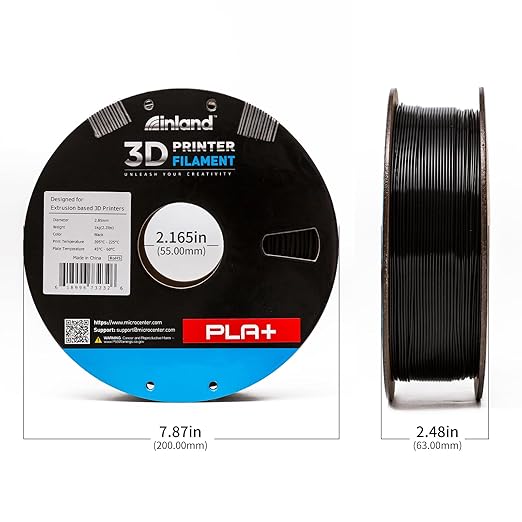 INLAND Micro Center PLA+ 3D Printing Filament 1.75mm - PLA Pro Dimensional Accuracy +/- 0.03 mm - 1kg Cardboard Spool (2.2 lbs) (1 Pack Black, 2.85mm) - Image 4