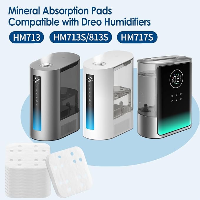 32-Pack Mineral Absorption Pads for Humidifiers, Compatible with Dreo Humidifiers HM713, HM713S/813S and HM717S, Reduce Limescale, Improve Humdification Efficiency - Image 2