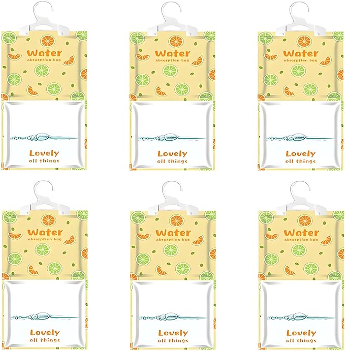 6 Pack Moisture Absorber Hanging Bags, Fragrance Free Humidity Packs, Hanging Closet Dehumidifier Bags (Orange) by NICOLEKAY