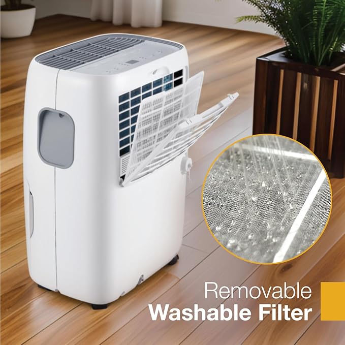 Whirlpool 50-Pint Portable Dehumidifier for Basement, Garage, and Living Room, 115V, Dehumidifier for Rooms up to 4500 Sq. Ft. with Energy Star Certification, Auto-Shutoff, and Timer in White - Image 8