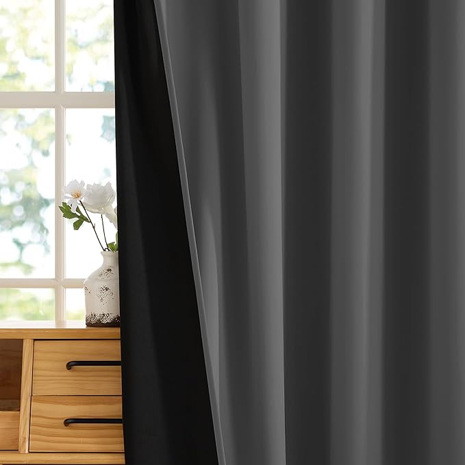 RYB HOME 100% Blackout Door Curtain for Doorway/Open Closet, Privacy Temporary Door for Bedroom/Kitchen/Laundry/Patio, Thermal Insulated Drapes, Grey, W34xL80, 1 Panel - Image 7