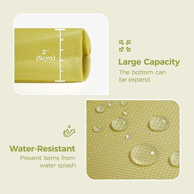 pack all Water-resistant Material Zipper Pouch, Mesh Zipper Bag for Storage, Travel, Office (Large, Green) - Image 4