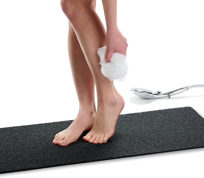 Non Slip Bathtub Mat Shower Mat for Tub - Loofah Bath Mats for Bathroom - 40x16 Bathtub Floor Mat - Textured Anti Slip Bath Mat Without Suction Cups - Secure Mat for Wet Areas (40x16 Black) by ENKOSI