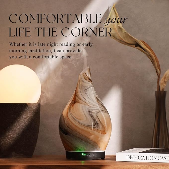 Porseme 280ml Essential Oil Diffuser Glass Color Changing Aroma Air Diffusers Aromatherapy Ultrasonic Cool Mist Humidifier 7 Running Hours Waterless Auto-Off for Sleeping, Yoga, Spa (Jupiter) - Image 7