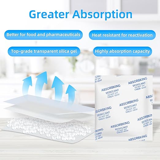 Desiccant Packs for Storage – 10 Gram 80 Packs Moisture Absorbers for Food Storage, Food Grade Silica Gel Packets, Premium Desiccant for Foods, Electronics, Jewelry, Tools, Safe - Image 2
