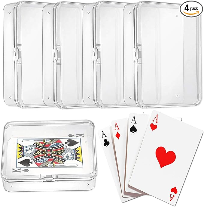 Clear Plastic Playing Card Case Set - 4Pcs Blank Playing Cards Storage Box Trading Card Deck box, Perfect for Organization of Business Game Cards and More (4pcs Clear) by HANSPORTA