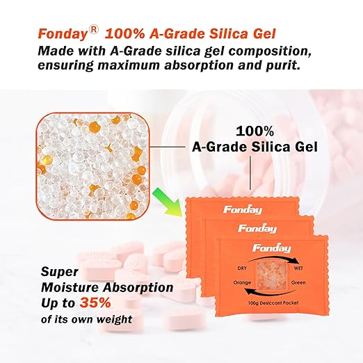 100g x 10 Packs Fonday Rechargeable Silica Gel Desiccant Packets Fast Reactivate Desiccant Bags Moisture Absorbers for Storage Bins, Suitcase, Safe, 3D Filaments, Electronics - Image 3