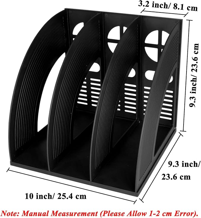 SAYEEC 2Pcs Magazine Holder Plastic File Sorter Binder Holder for Desk Folder Organizer Stand Book Shelf Dividers Vertical Filling Storage Rack Desktop Bookshelf Display Box for Office School (Black) - Image 2