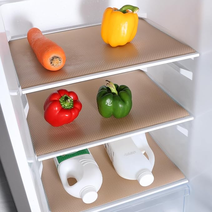 Beige Shelf Liners for Kitchen Cabinets Non Adhesive Drawer Liner for Bathroom Waterproof Refrigerator Liners for Shelves Fridge Plastic Mats Cabinet Cupboard Liner 23.6 x 393.7 Inches - Image 2