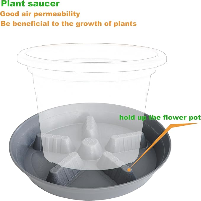 4 Pack Plant Saucer 12 inch, 8 10 14 17 inch, Plant Stand Plastic Plant Saucers for Indoors Outdoor, Heavy Duty Flower Saucers for Potted Plants, Pot Saucers for Plants, Grow Bags Saucers - Image 4