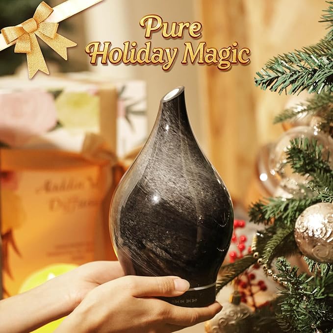 Porseme 150ml Essential Oil Diffuser Glass Color Changing Aroma Air Diffusers Aromatherapy Ultrasonic Cool Mist Humidifier 6 Running Hours Waterless Auto-Off for Sleeping Yoga Office Spa (Obsidian) - Image 6