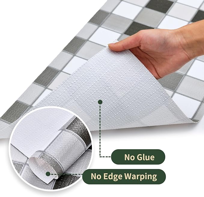 Drawer and Shelf Liner for Kitchen Cabinet: 17 in X 30 Ft Non Slip Waterproof Shelf Paper Non Adhesive Refrigerator Liners Gray Mosaic Easy Liners for Bathroom - Image 9
